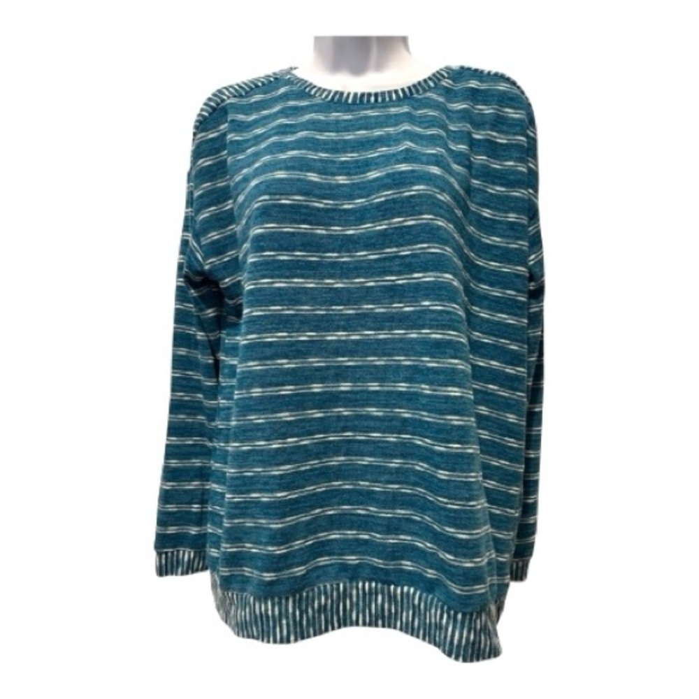Christopher & Banks Striped Teal Sweater Top Size XL